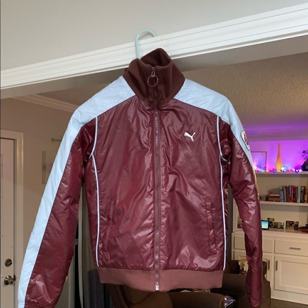 Puma Ski Nationals Vtg look Womens Jacket Size Small Wine/blue Full Zip